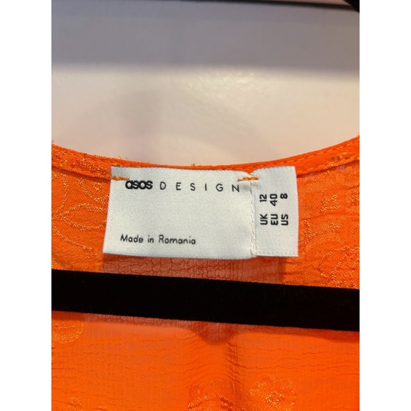 Orange Floral Wrap Tie Dress - Picture 7 of 7